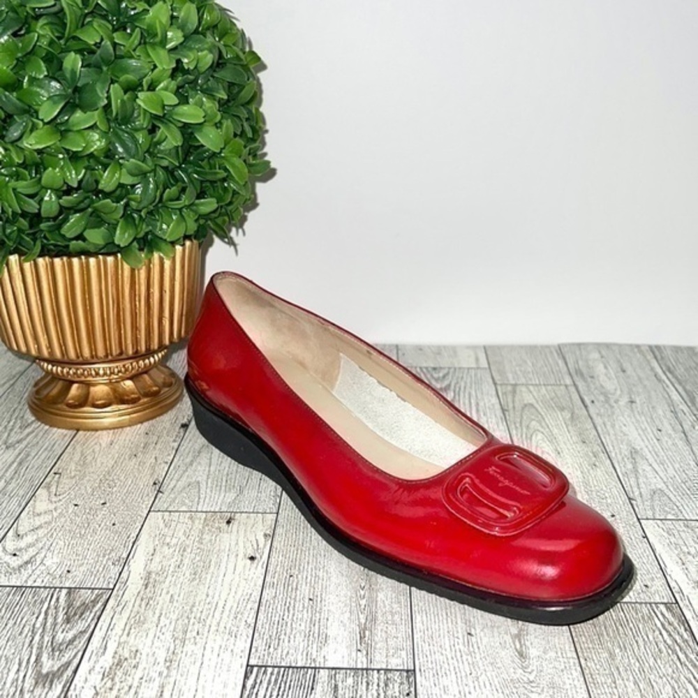 Salvatore Ferragamo Boutique Women’s Red Patent Leather Wedges Size 5.5 B